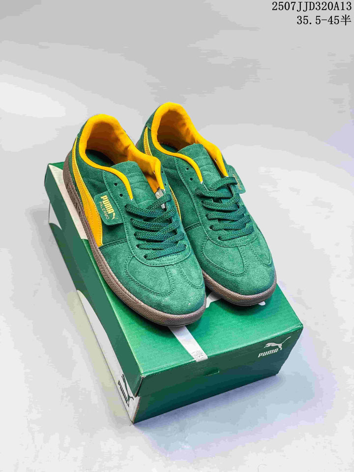 PUMA Palermo Leather Green and Yellow Sneakers