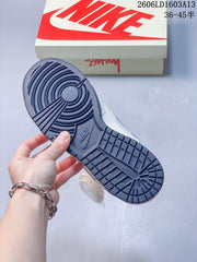 Nike Dunk Low Supreme-Style Sneakers in White and Navy