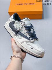 Travis Scott x Jordan 1 Low Sneakers in Cream and Navy