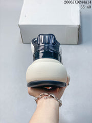 SMFK Women's Chunky Retro Sneakers in White and Navy