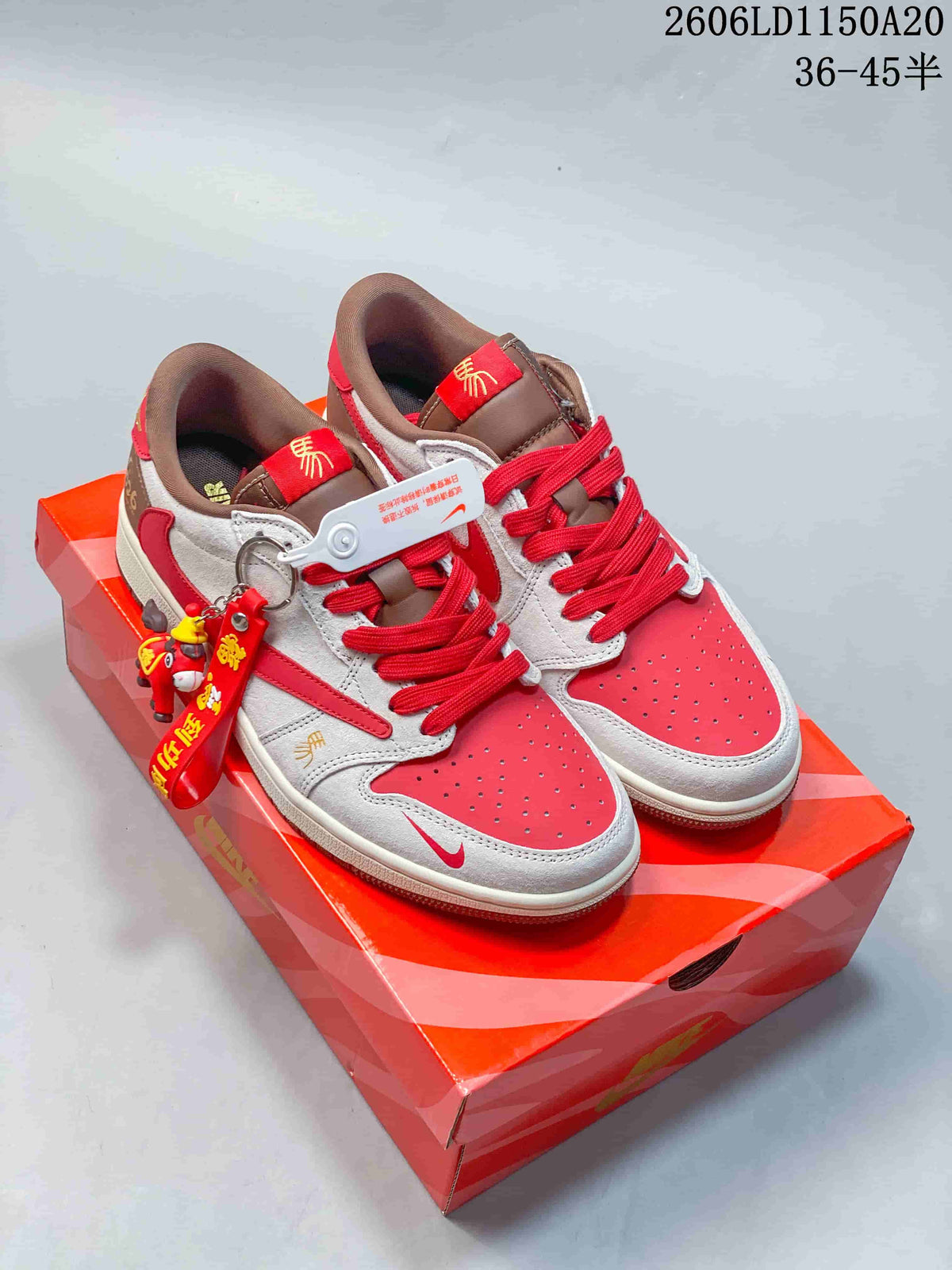 Nike Air Jordan 1 Low Year of the Horse Sneakers Red and Grey