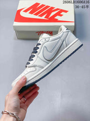 Jordan 1 Low Travis Scott x Stüssy-Style White Sneakers
