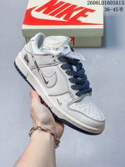 Nike Dunk Low Supreme-Style Sneakers in White and Navy