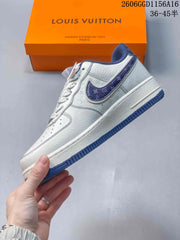 Nike Air Force 1 Low White and Navy Sneakers 2606GGD1156A16