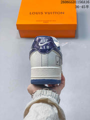 Nike Air Force 1 Low White and Navy Sneakers 2606GGD1156A16