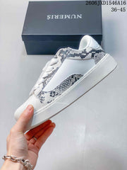 Numeris Low-Top Sneakers in White with Snake-Print Panels