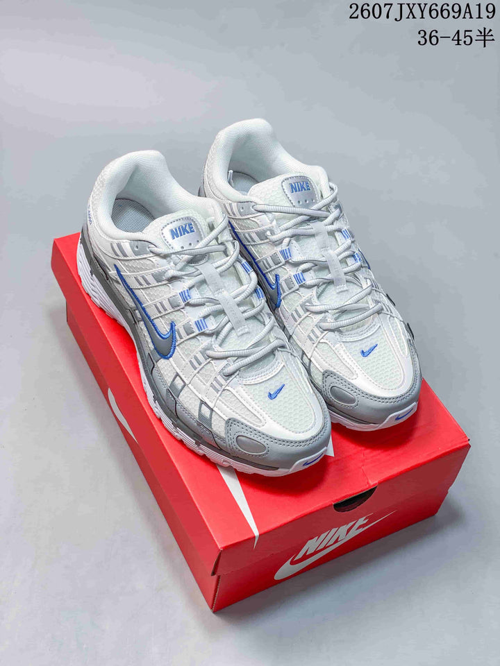 Nike P-6000 Retro Running Sneakers White Grey Blue