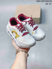 On Cloudstratus 3 Kids' Running Shoes White Burgundy Yellow