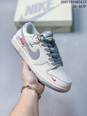 Nike SB Dunk Low Sneakers White Gray with Red Accents
