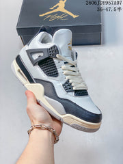 Jordan 4 Pure Platinum Mid-Top Sneakers in White and Black