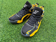 Jordan 680-7 Black and Yellow Leopard Print Sneakers