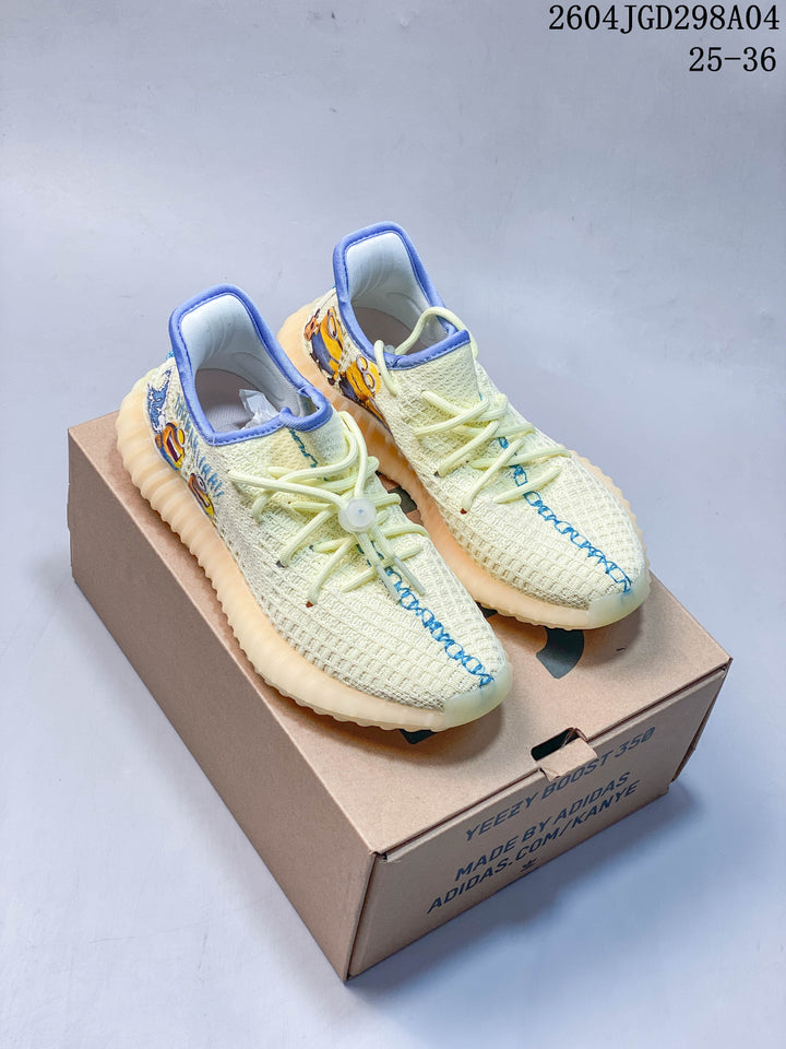 Adidas Yeezy 350 V2 Kids Sneakers in Cream and Blue