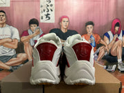 White and Red Sculpted Sneakers