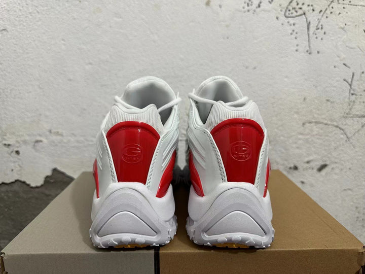 White and Red Athletic Sneakers