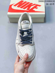 Jordan 1 Low Travis Scott x Stüssy-Style White Sneakers