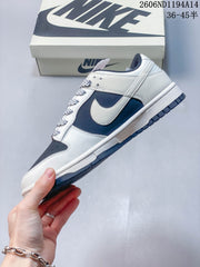 Nike Dunk Low Retro Custom-Style Sneakers, Navy and White