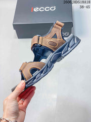 ECCO Open-Toe Adjustable Strap Sandals, Brown and Gray