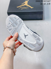 Jordan 4 Pure Platinum Mid-Top Sneakers in White and Black
