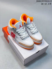 Jordan Air Jordan 3 Retro White and Orange Peel Sneakers
