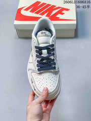 Jordan 1 Low Travis Scott Stüssy-Style White Sneakers
