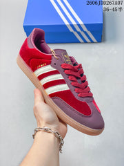 adidas Samba Low-Top Sneakers, Red and Mauve