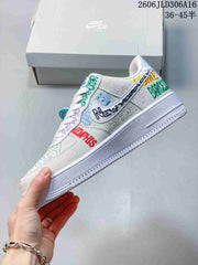 Nike Air Force 1 Low White Multicolor Embroidered Sneakers