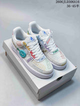 Nike Air Force 1 Low White Multicolor Embroidered Sneakers