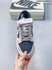 Nike Dunk Low Retro Custom-Style Sneakers, Navy and White