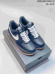 Nike Air Force 1 Low Sneakers, Blue and White, Gum Sole