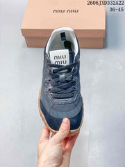 Miu Miu Tyre Low-Top Sneakers in Gray and Navy