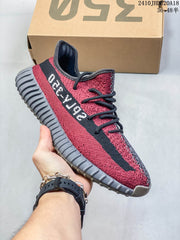 Adidas Yeezy Boost 350 V2 Sneakers in Gray and Red
