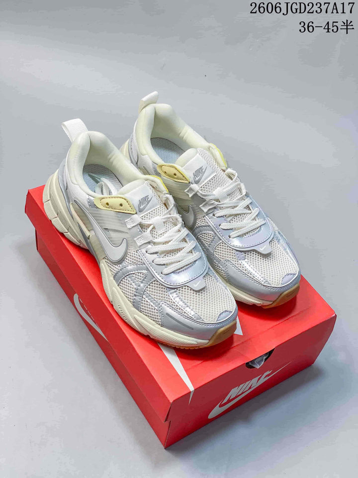 Nike V2K Run Low-Top Sneakers in White and Silver