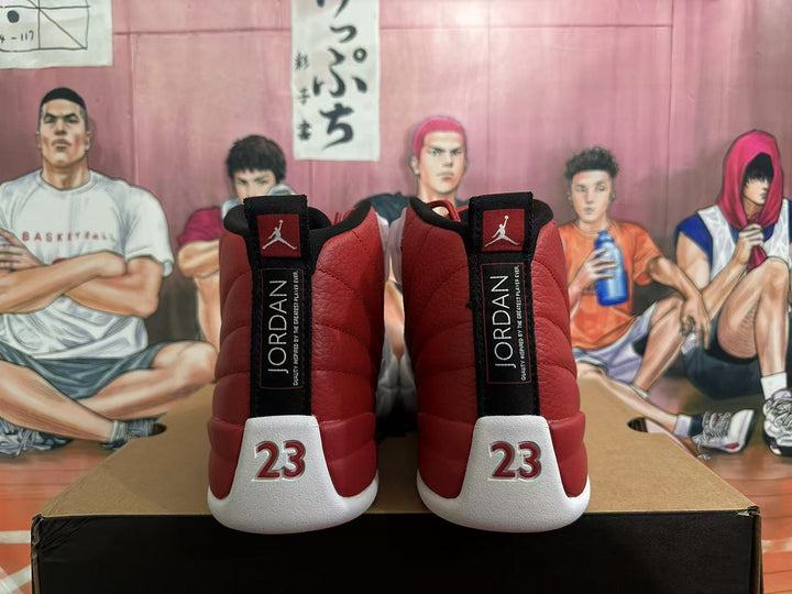 Jordan 12 High-Top Sneakers in Red and White