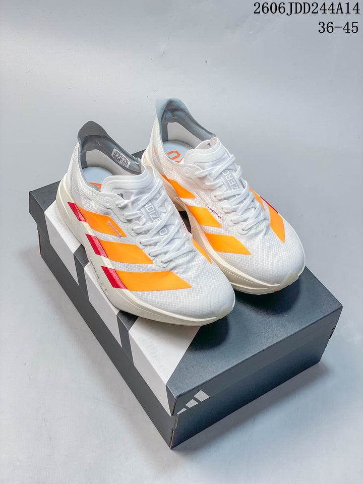 Adidas Adizero Adios Pro 4 White Orange Running Shoes