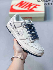 Nike SB Dunk Low White and Navy Sneakers 2607VD1606A16
