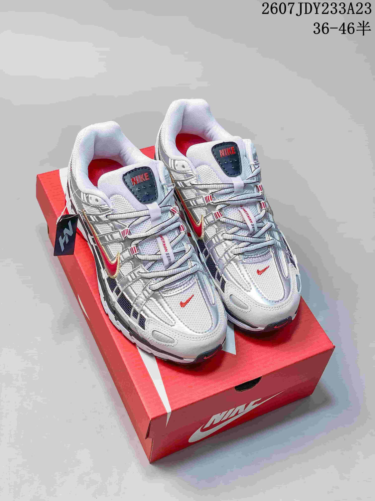 Nike P-6000 Premium Sneakers White Silver Red 2607JDY233A23