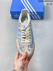 Adidas Samba OG Floral Print Sneakers, Blue and Cream KK2239