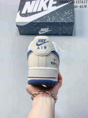 Nike Air Force 1 Low Sneakers in Cream, Gray and Blue