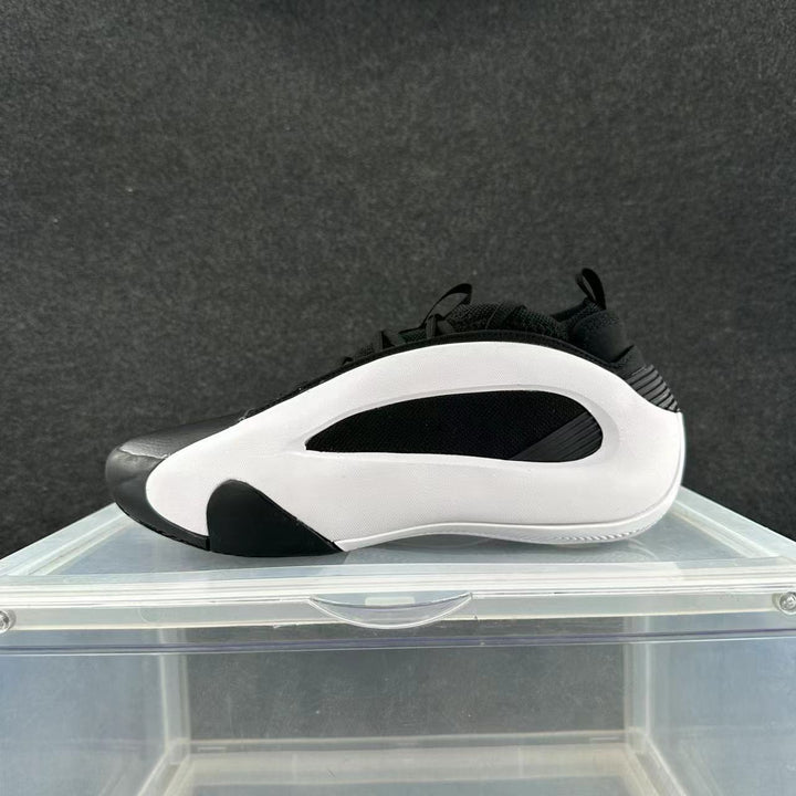 White and Black Low-Top Sneakers