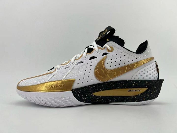 Nike GT Cut 3 Basketball Shoes White and Gold HF5702-170