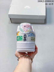 Nike Air Force 1 Low White Multicolor Embroidered Sneakers