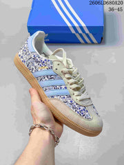 Adidas Samba OG Floral Print Sneakers, Blue and Cream KK2239