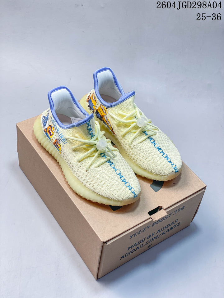 Adidas Yeezy 350 V2 Kids Sneakers, Cream and Blue