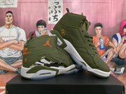 Jordan 6 Retro High-Top Sneakers in Olive Green and Orange