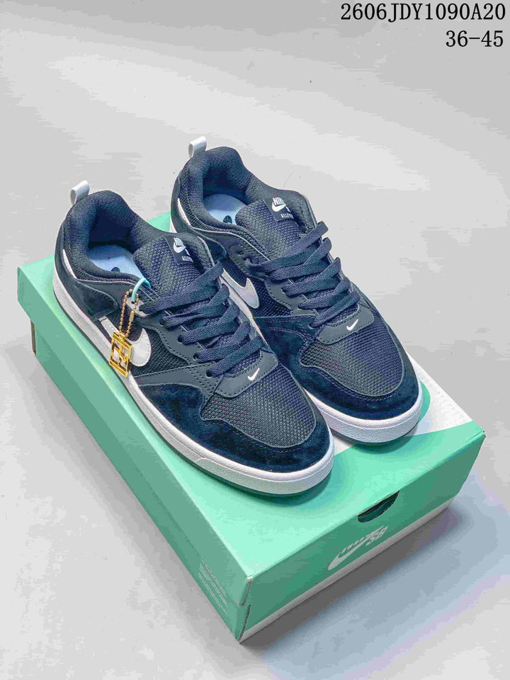 Nike SB Alleyoop Low-Top Skateboarding Shoes, Navy and White