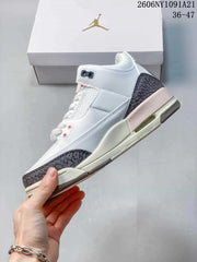 Air Jordan 3 Mid Sneakers White Grey Pink