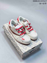 Air Jordan 1 Low White Brown Red Sneakers