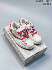 Air Jordan 1 Low White Brown Red Sneakers