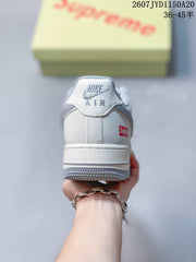 Nike Air Force 1 '07 Low White Grey Supreme Logo Sneakers