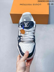 Louis Vuitton Trainer Low Sneakers in White and Navy